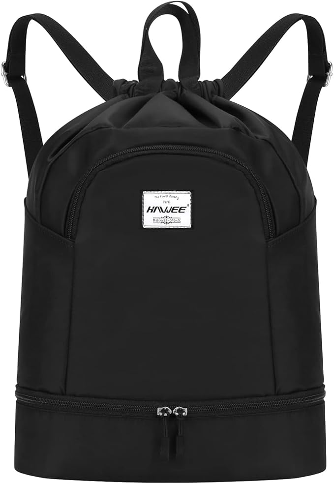 Dry Wet Drawstring Backpack with Shoe Compartment for Women Adjustable Gym Bag