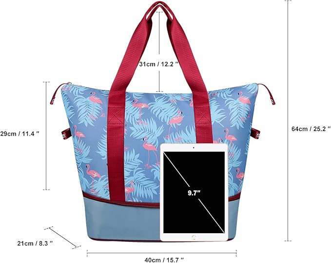 Womens Travel Duffel Bag Lightweight Sport Gym Bag Waterproof Weekender Overnight Bag with Wet and Dry Separation Pocket for Gym Training Yoga Fitness Swimming