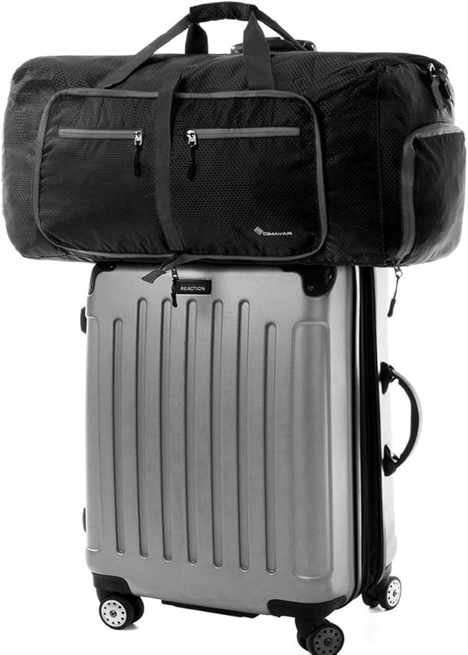 Dimayar Travel Duffle Bag for Men Women - Foldable Duffel Bag with Shoes Compartment - Overnight Bags Waterproof & Tear Resistant(40L,Black)