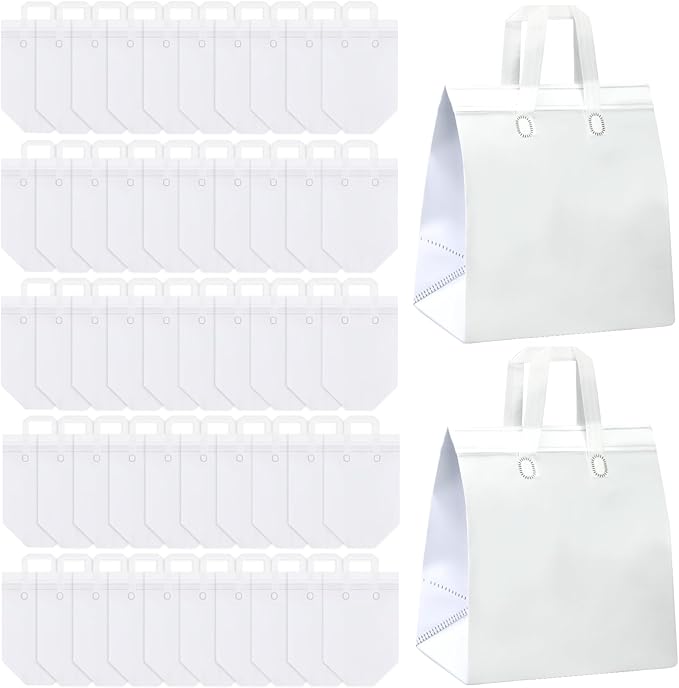 Hushee 200 Pcs Insulated Take out Bags Bulk Thermal Insulation Take Away Bags Disposable Cooler Bags 10.24x11.02x6.69 Inch for Grocery Lunch Hot Cold Frozen Food Delivery Shipping(White)