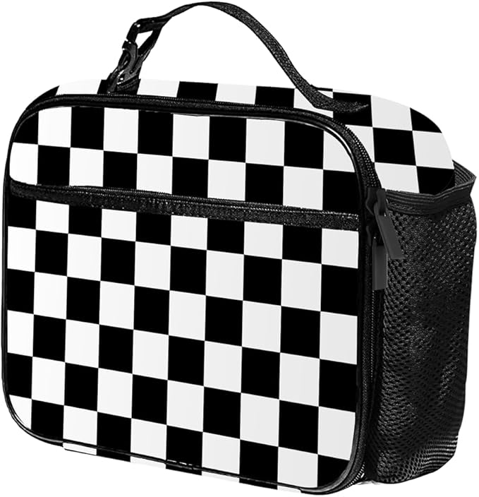 Checkered Lunch Bag Reusable Insulated Lunch Box Keep Food Cooler Thermal Lunch Tote for Women Men
