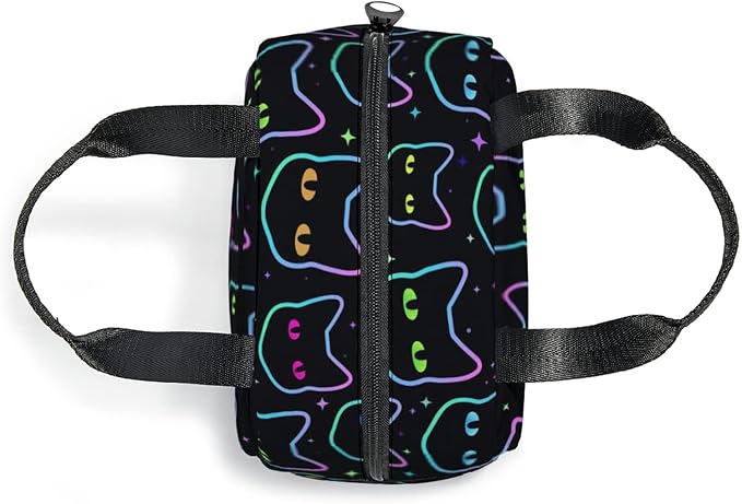 Giwawa Cartoon Black Cats Insulated Lunch Bag for Kids Galaxy Neon Kitten Reusable Lunch Box Colorful Animal Print Thermal Cooler Lunch Tote for Girls Boys School Men Women Office Picnic Camping