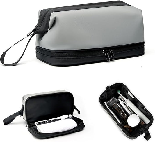 Large Travel Toiletry Bag for men women,Makeup Organizer Bag, Dopp Kit,Waterproof Hanging Cosmetic Bag for Toiletries Accessories (Grey)