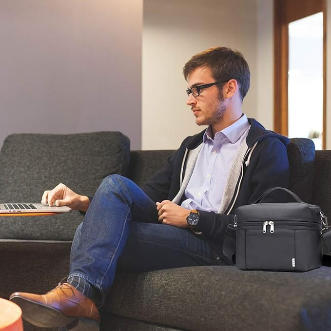 NOL Natural Organic Lifestyle Insulated Lunch Bags for Women Cooler Bag Lightweight Nylon Waterproof Lunch Box For Work(Small, Black)