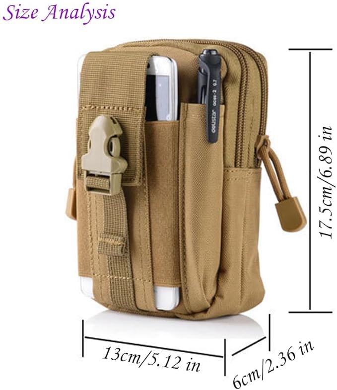 Outdoor Tactical Waist Bag Molle Pouch Military Hip Waist Compact Belt Bag Pouch Wallet Camping Phone Power Bank Camping Hiking Gear Tool Organizer