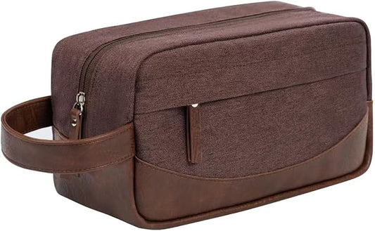 Travel Toiletry Bag for Men, Hanging Toiletry Organizer, Water Resistant Shaving Kit with Large Capacity for Travel Accessories (Coffee Brown)