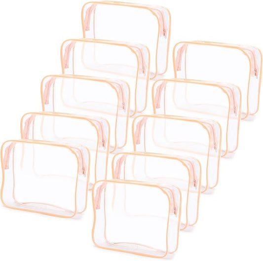 Tbestmax 10 Pack Clear Cosmetic Bags Makeup Bags Portable Waterproof TSA Approved Travel Toiletry Bags Organizer