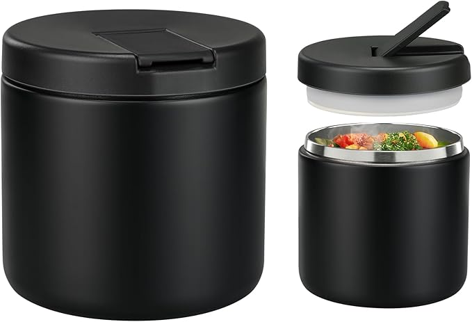 Soup Thermo for Hot Food Insulated Vacuum Food Jar with Buckle Lid, Stainless Steel Wide Mouth Leak Proof Lunch Container for School Travel