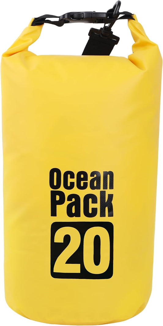 Dry Bag Waterproof for Women Men,20L Rolled Lightweight Dry Storage Bag Backpack with Phone Case for Travel,Swimming,Boating, Kayaking,Camping & Beach,Yellow