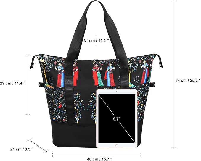 Womens Travel Duffel Bag Lightweight Sport Gym Bag Waterproof Weekender Overnight Bag with Wet and Dry Separation Pocket for Gym Training Yoga Fitness Swimming