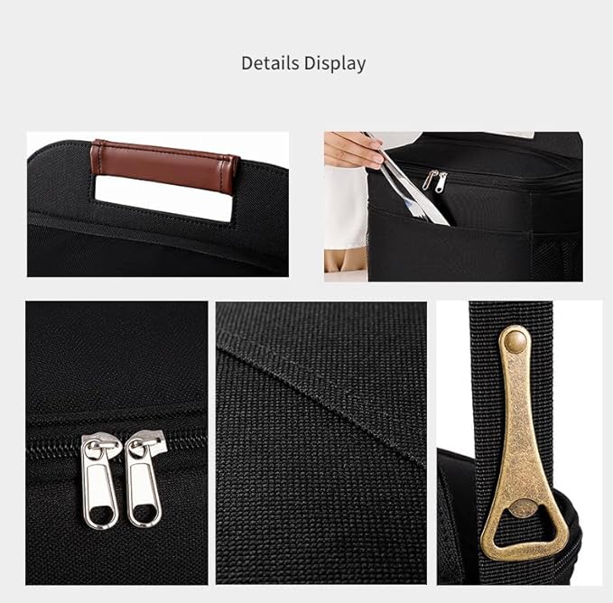 24-Can Insulated Lunch Bag for Women & Men - Large Soft Cooler Box with Leakproof Design, Lightweight Thermal Tote for Work, Travel, Picnic, Camping (Black)