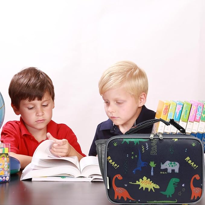 Insulated Lunch Box for School, Thermal Reusable Durable Freezable Lunch Bags for Kids Boys Girls Men Women - Small Soft Cooler Portable Lunch Tote Kit for Work Picnic Travel,Dinosaur