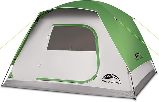 Happy Travel Camping Tent, 6 Person Dome Tents for Camping with Rainfly, Waterproof Clip Easy Setup Portable Family Tent with Mesh Windows, 20% More Headroom Backpacking Tents for Camping & Hiking