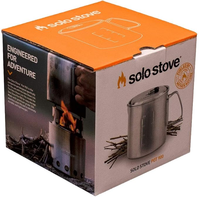Solo Stove Solo Pot 900 - Lightweight Stainless Steel Backpacking Pot | Boil Water Quickly | Volume Markings and Pour Spout