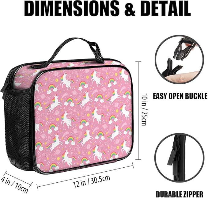 Unicorn Lunch Bag Reusable Insulated Lunch Box Keep Food Cooler Thermal Lunch Tote for Women Men