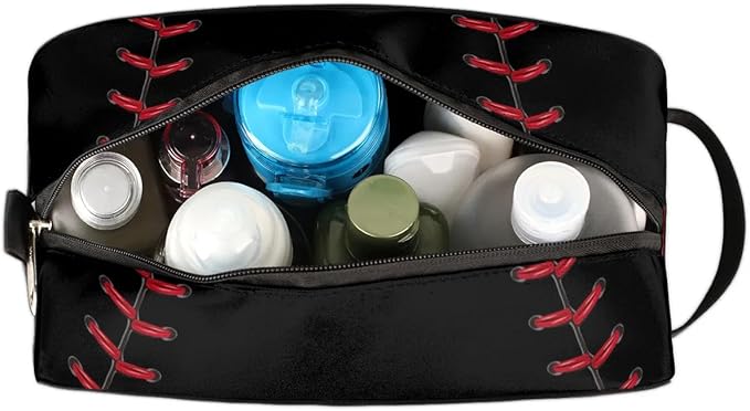 Boys Toiletry Bag for Kids Dopp Kit Waterproof Baseball Theme Hanging Wash Bag Cosmetic Bag Medicine Bag for Travel Sports Shower Essential