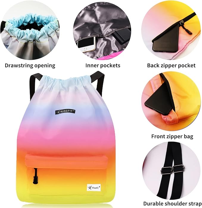 Waterproof Drawstring Bag, Gym Bag Sackpack Sports Beach Backpack for Men Women