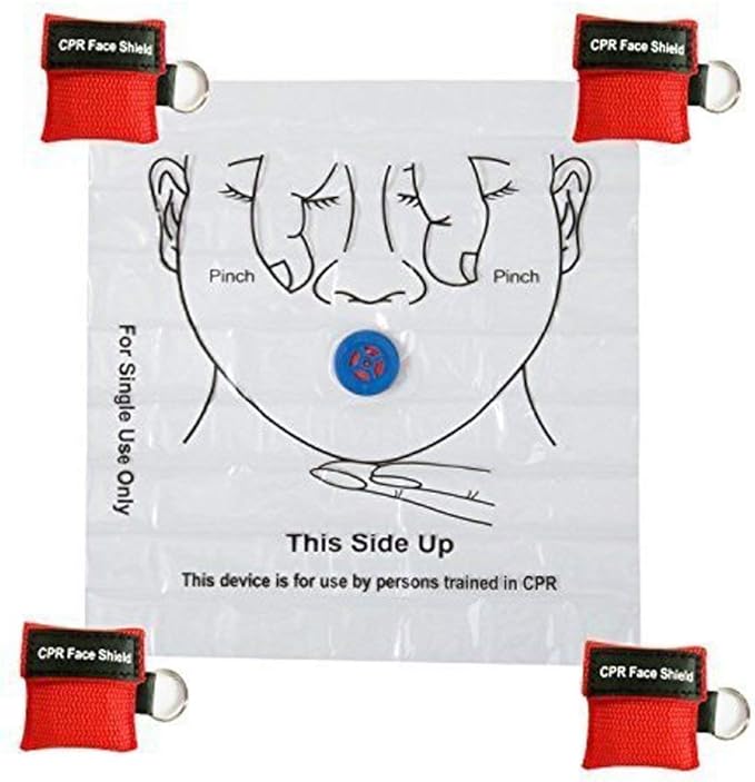 Pack of 5pcs CPR Face Shield Mask Keychain Ring First Aid Kit CPR Face Shields for First Aid or CPR Training (Red-5)