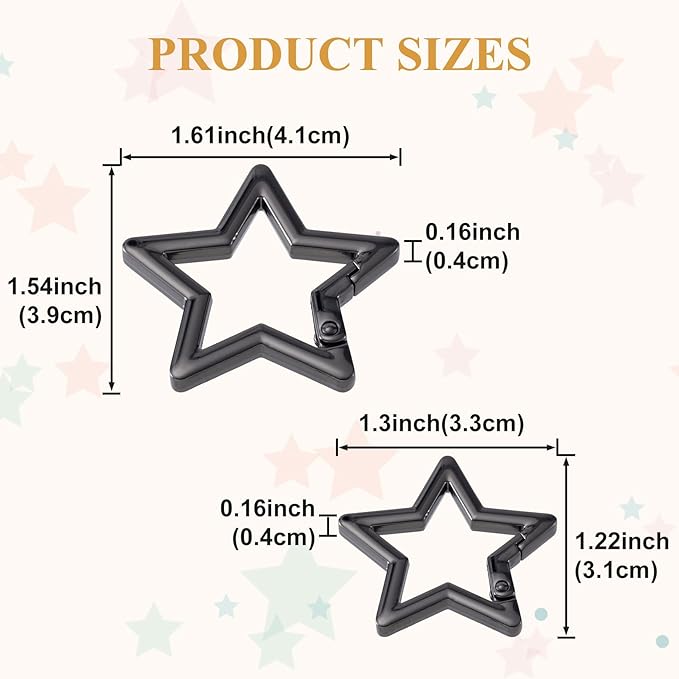 Star Carabiner, Zinc Alloy Heavy Duty Star Shaped Keychain Clip, Carabiner Clip for Camping, Hiking, Fishing