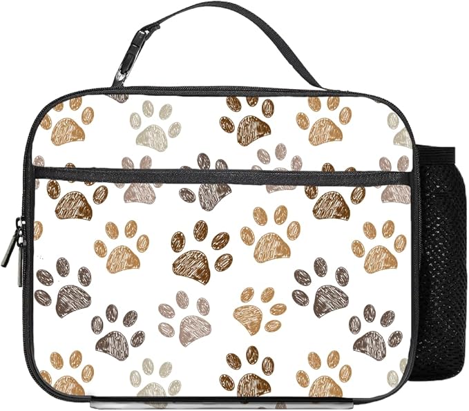 Paw Print Lunch Bag Reusable Insulated Lunch Box Keep Food Cooler Thermal Lunch Tote for Women Men
