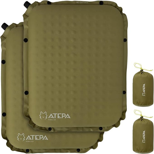 ATEPA Inflatable Stadium Seat Cushion, Self-Inflating Memory Foam Stadium Seats Camping Accessories Chair Pad for Outdoor Airplane Travel Bleacher Patio Backpacking