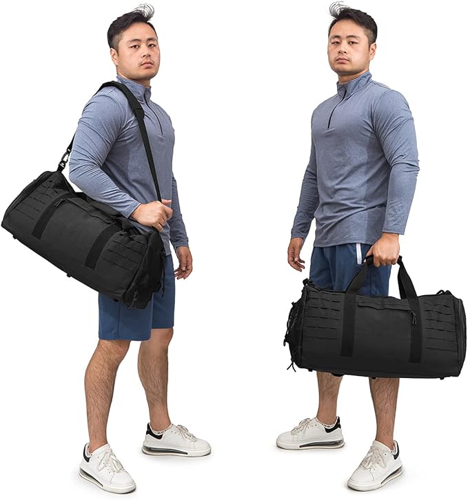 QT&QY 40L Military Tactical Duffle Bag For Men Sport Gym Fitness Tote Travel Training Workout With Shoe Compartment Basketball Football Weekender