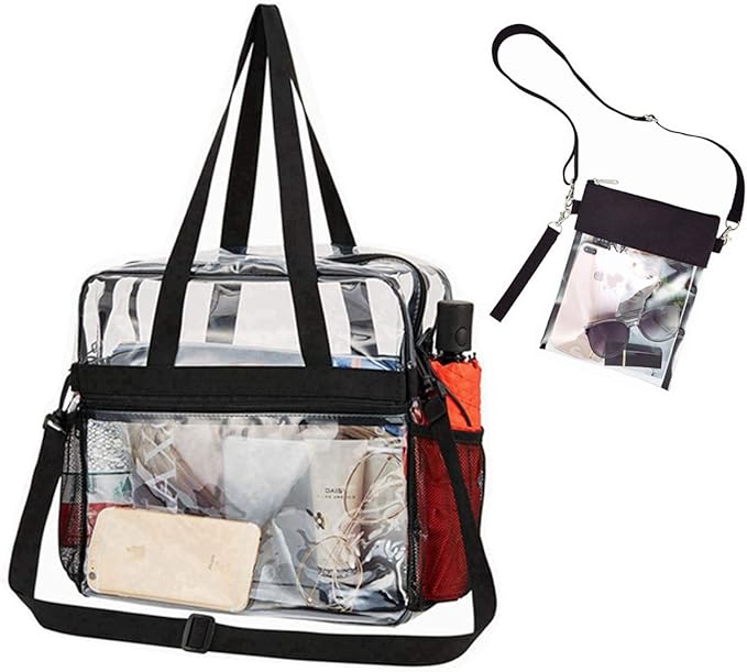 USPECLARE Clear Tote Stadium Approved, Security Travel & Gym Clear Bag for Work Sports Games Concerts