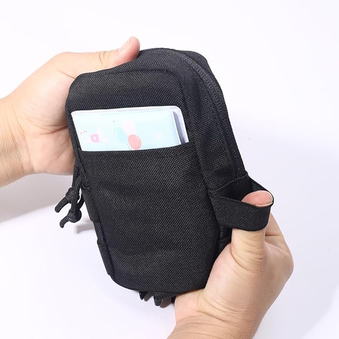 Tactical MOLLE Pouch - 1000D Nylon EDC Organizer, Compact Belt Pouch for Outdoor Gear, Hiking & Camping Accessories with Bonus Carabiner (Khaki)