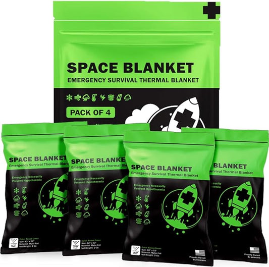 EVERLIT Survival Emergency Mylar Thermal Blankets -Space Blanket Survival kit Camping Blanket Perfect for First Aid, Outdoors, Hiking,Bug Out Bag,Marathons or First Aid (Forest Green)