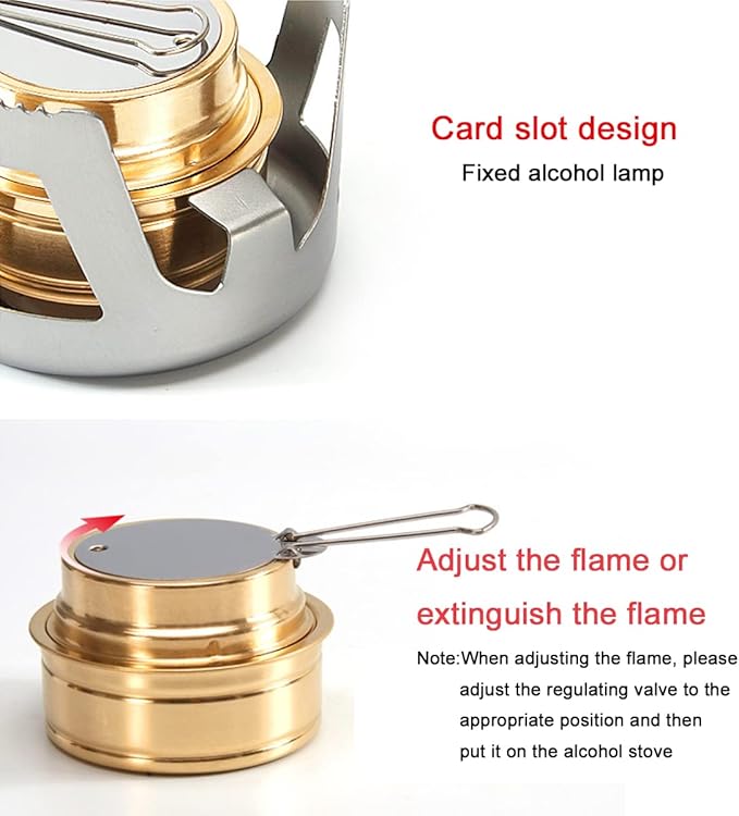 Alcohol Burner Portable Copper Stove Camping Stove Brass Oven Aluminum Alloy Mini Ultralight with Sealed Cap Extinguish Lid for Picnic BBQ - Grey