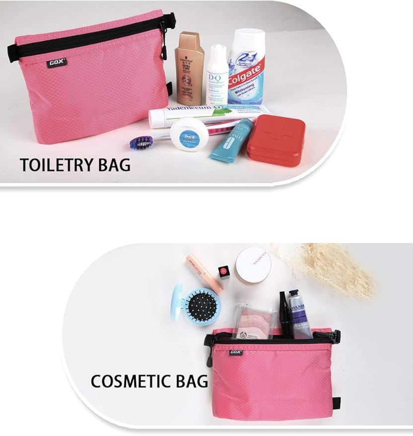 GOX Small Toiletry Bag for Men Bulk Cosmetic Bag Dopp Kit Carry On Zipper Pouch Organization Nylon Small Packing Sack Waterproof