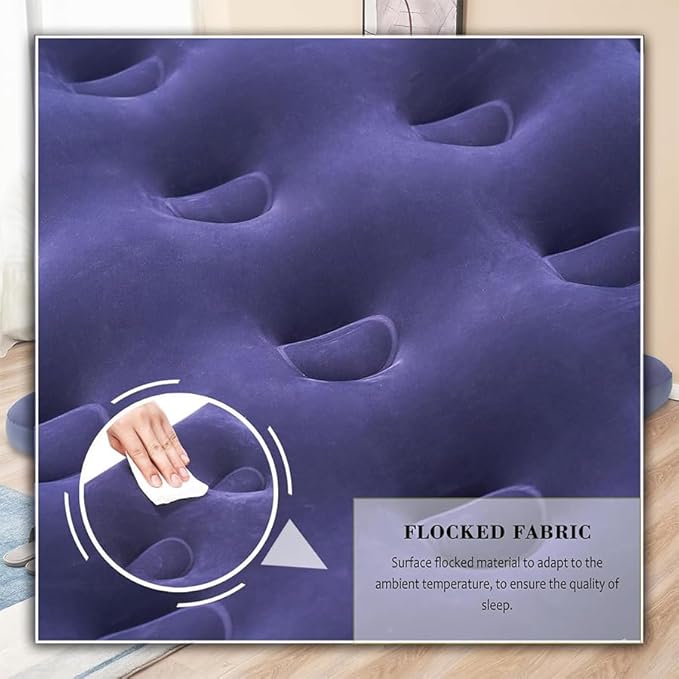 Full Size Air Mattress - Waterproof Puncture-Resistant Inflatable Bed with Portable Foldable Design for Camping, Travel & Home Use - Comfortable Lightweight Airbed 76''X54''X9''
