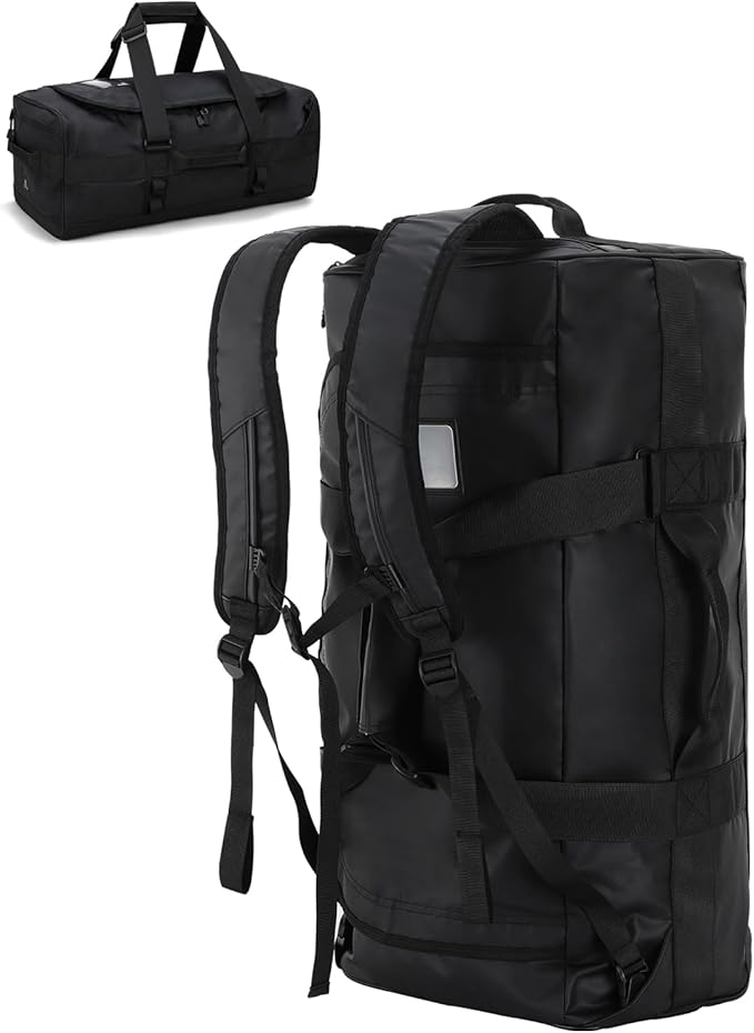 Haimont Gym Duffel Backpack Bag for Men Large Sports Duffle Bags with Backpack Straps for Hiking Travel Weekender Workout, 40L, Black