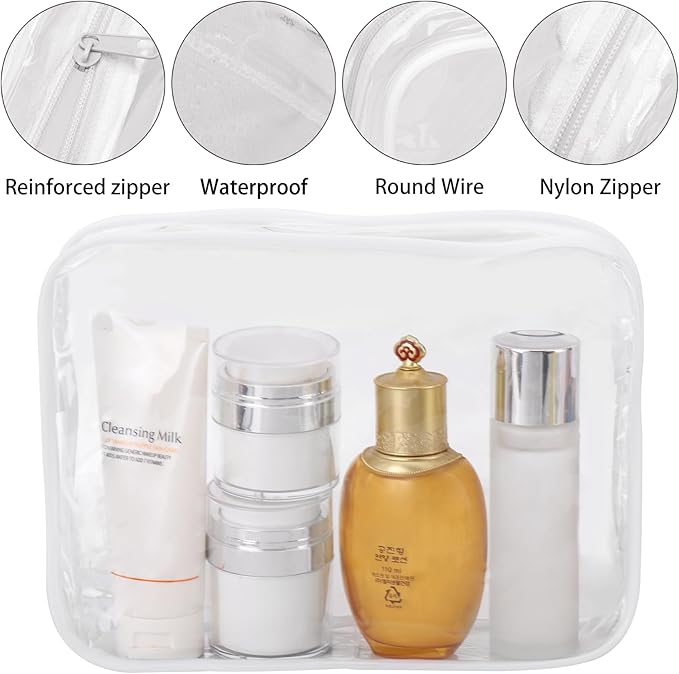 Tbestmax 10 Pack Clear Cosmetic Bags Makeup Bags Portable Waterproof TSA Approved Travel Toiletry Bags Organizer
