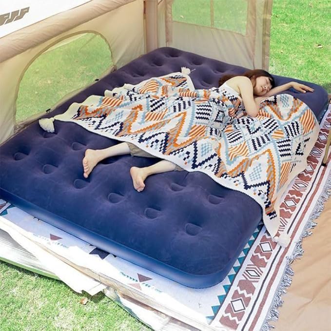 Full Size Air Mattress - Waterproof Puncture-Resistant Inflatable Bed with Portable Foldable Design for Camping, Travel & Home Use - Comfortable Lightweight Airbed 76''X54''X9''