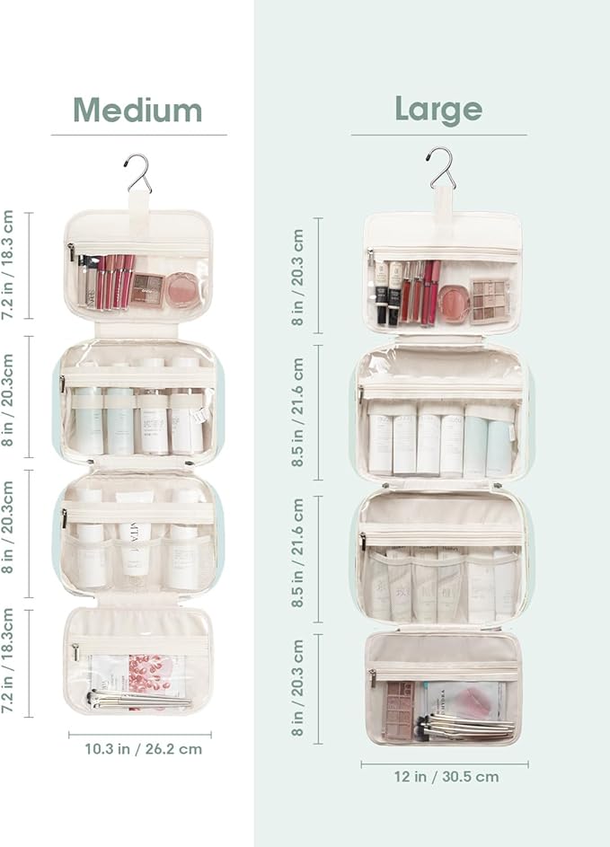 Travel Toiletry Bag for Women Large Hanging Makeup Bag Organizer Toiletries Bag for Full Size Essentials Accessories Cosmetics (Mint Green (Large))