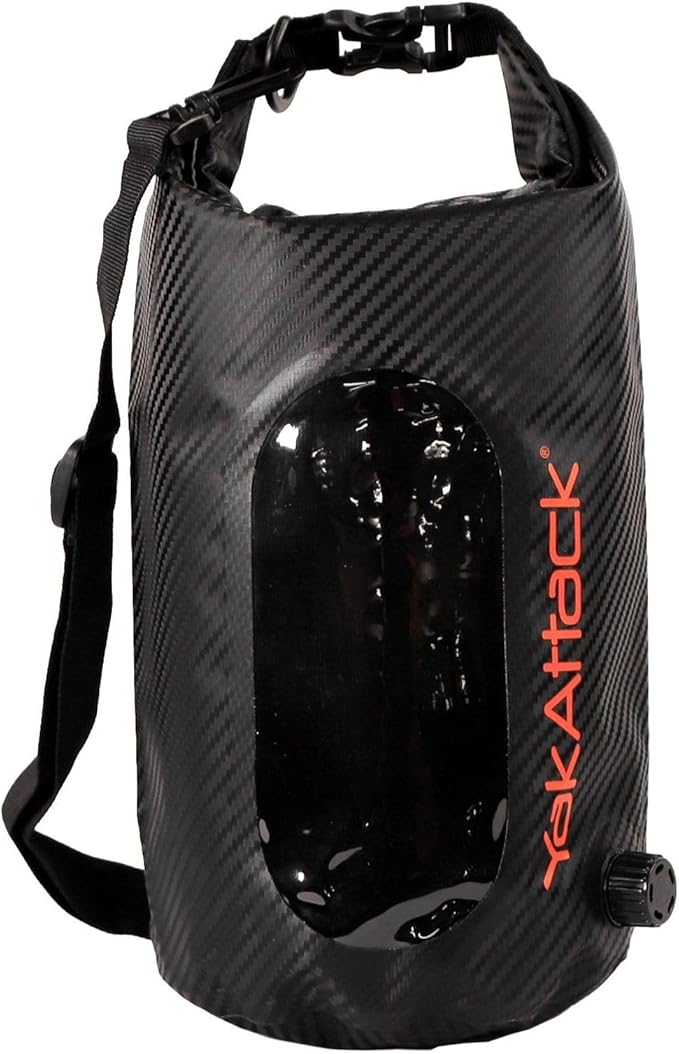 YakAttack 5L Roll-Top Drybag with Air Valve - Black Carbon | Waterproof Marine Dry Bag for Kayaking, Boating & Paddleboarding | Heavy Duty Small Drybag for Gear Protection | Compact Kayak Storage Bag