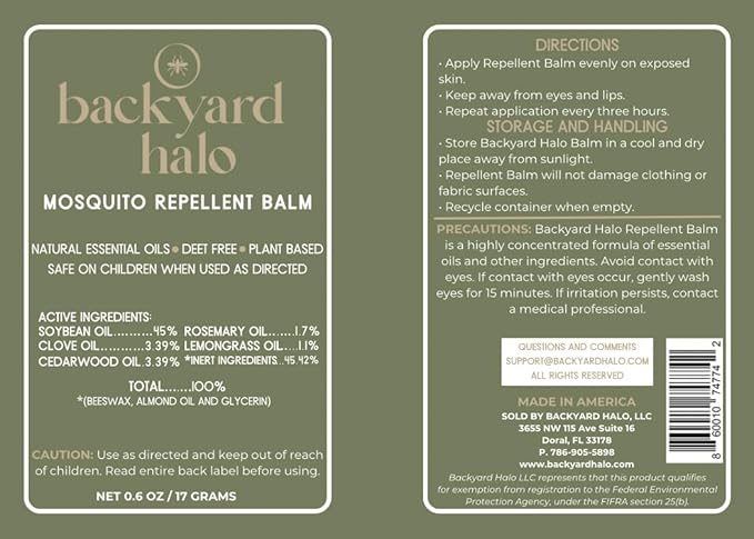 Natural Mosquito and Insect Repellent Balm Stick | Travel-Pocket Size 0.6 oz Each | Plant Based | Deet Free | Alcohol Free | 2-Pack