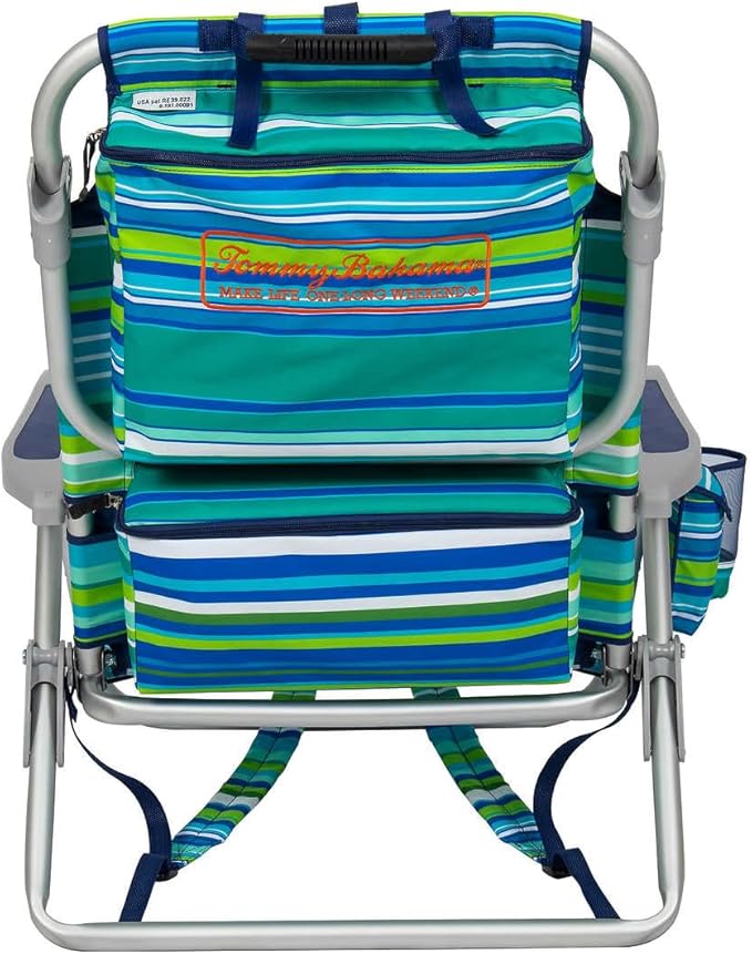 Tommy Bahama 5 Position Beach Chair (Green Stripes)