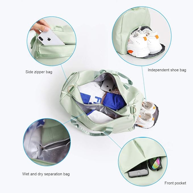 Blackwheel Sports Gym Bag With Shoe Bag Wet Bag Duffle Bag Waterproof Travel Bag for Women Men Cute Gym Bag Fruit Green 29L