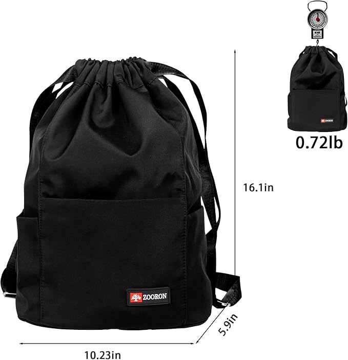 ZOORON Drawstring Gym Backpack Bag for Men & Women,Sport Gym Sack Mini Travel Daypack