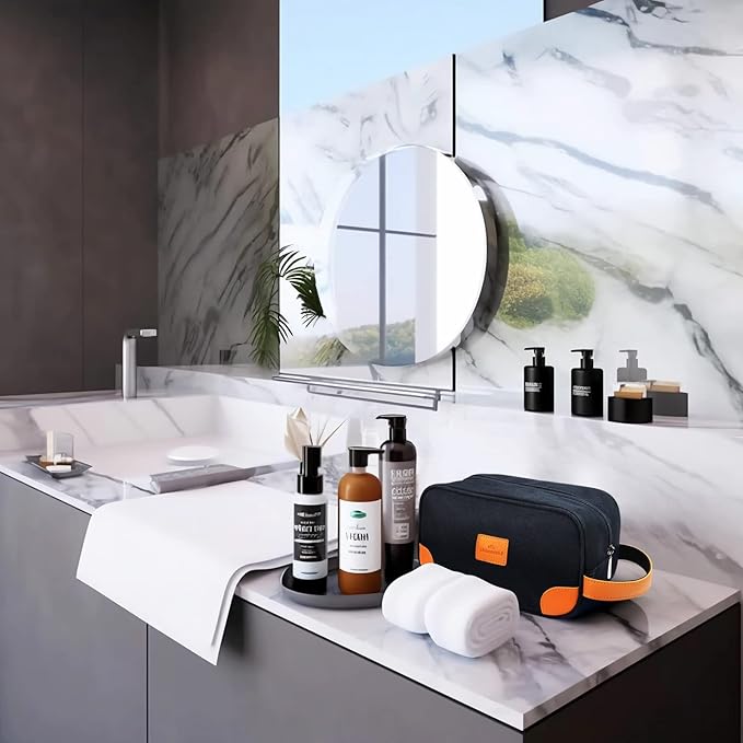 Lermende Toiletry Bag, Clear Shaving Dopp Kit for Men Travel Toiletry Bag with Hand Strap Unisex Bathroom Toiletries Organiser