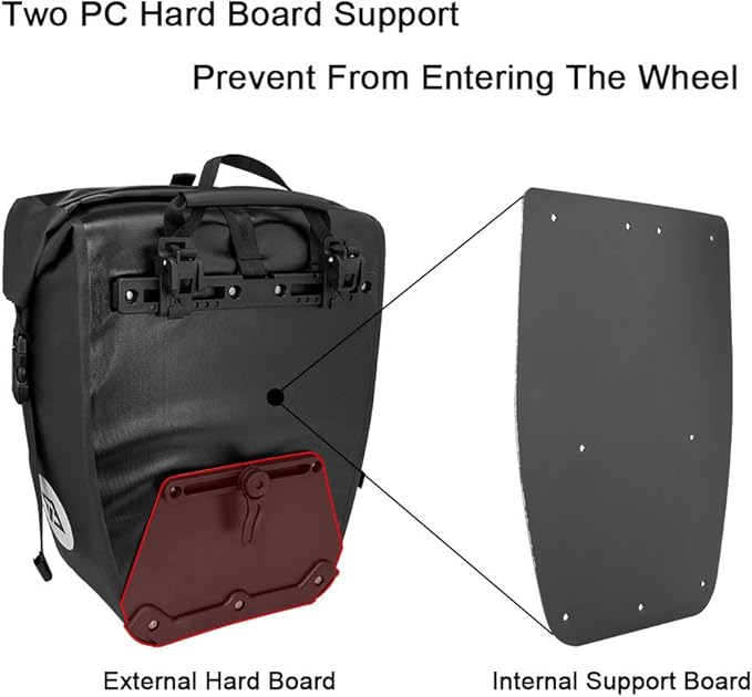 ROCKBROS Bike Pannier Waterproof 27L Large Capacity Bike Bag Rear Rack Waterproof for Grocery Touring Cycling Black*1