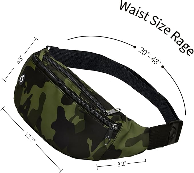 Fanny Pack for Men Women, Waterproof Sports Waist Bag Pack, Belt Bag for Travel Hiking Running