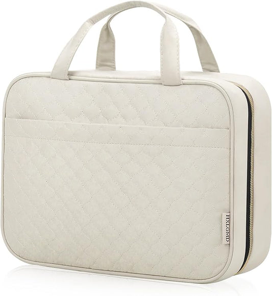 Travel Size Toiletry Bag for Women, Portable Cosmetic Bag with Hanging Hook, Travel Essentials Water-resistant Makeup Organizer for Accessories, Shampoo, Full-size Container, Toiletries