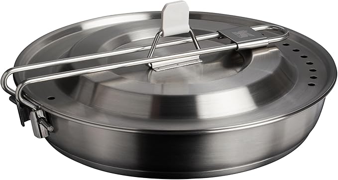 Stanley Wildfare Pro 15-Piece Stainless Steel Fry Pan Cook Set | 8.75 in Fry Pan with Fold & Lock Handle | Plates and Utensils | Camping Essentials for Your Camp Kitchen | BPA-Free
