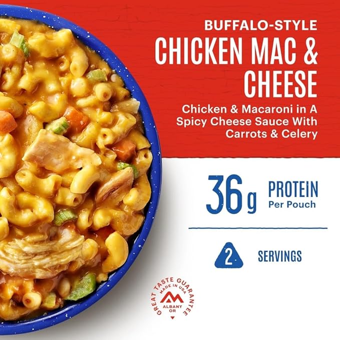 Mountain House Buffalo-Style Chicken Mac & Cheese | Freeze Dried Backpacking & Camping Food | 6-Pack
