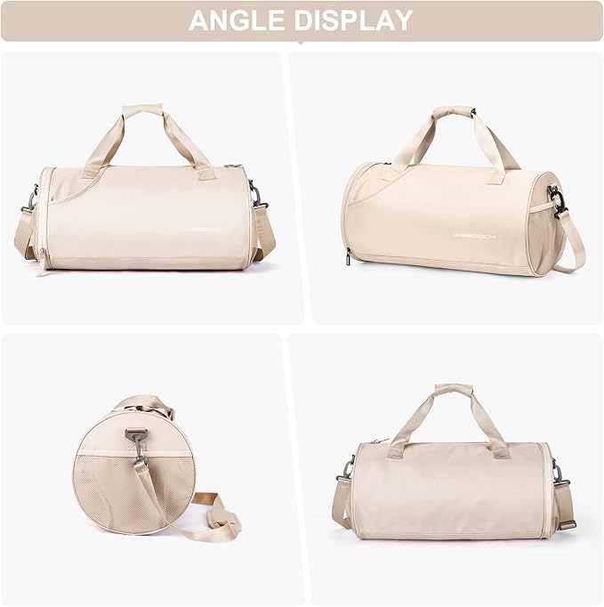 Gym Bag for Women Mens with Wet & Shoe Compartment,Small Duffle Bag for Travel Sport Gym Tote Bags Workout Bag Overnight Weekender Bag Carry on Travel Bag White