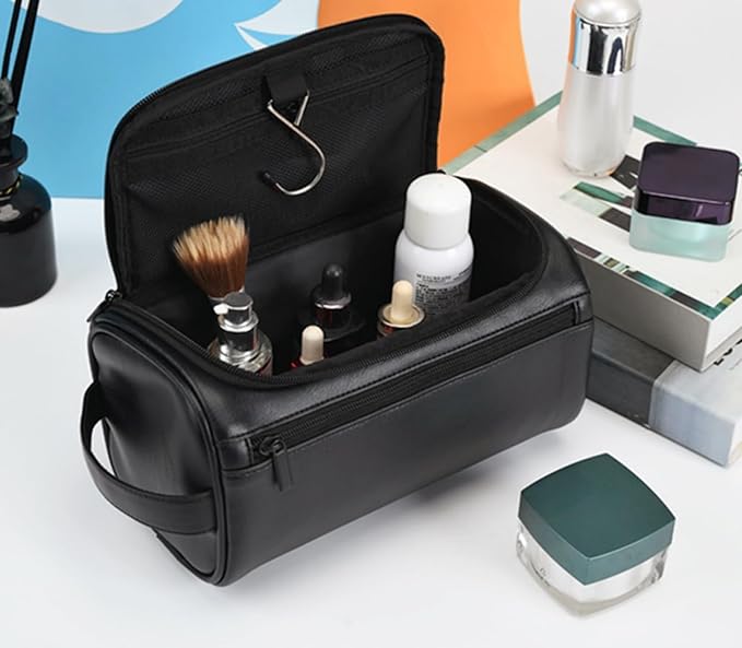 Personalized Large Toiletry Bag for Men,Premium Quality Durable and Stylish Travel Organizer for Travel, Grooming and Personal Care,Waterproof Leather Dopp Kit Gifts for Men