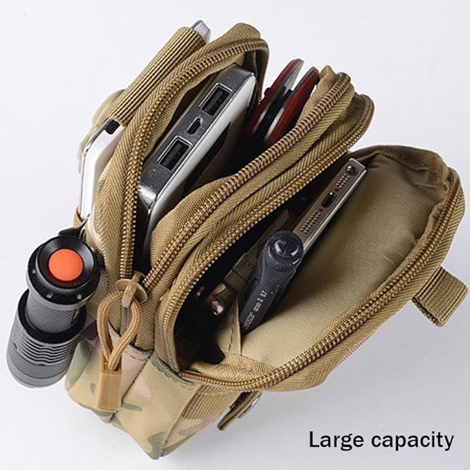 Outdoor Tactical Waist Bag Molle Pouch Military Hip Waist Compact Belt Bag Pouch Wallet Camping Phone Power Bank Camping Hiking Gear Tool Organizer